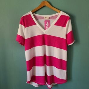 Bib! Pink and White Short Sleeve Tee Size Medium